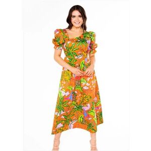 Alden‎ Adair Ashlyn Jungle Cruise Maxi Dress Sz XL Vacation Resort Tropical $392